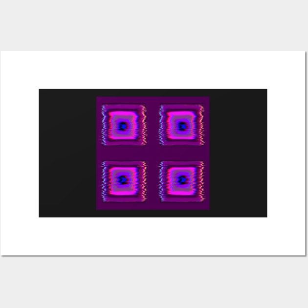 Purple Neon Glitch Squares Wall Art by RavenRarities